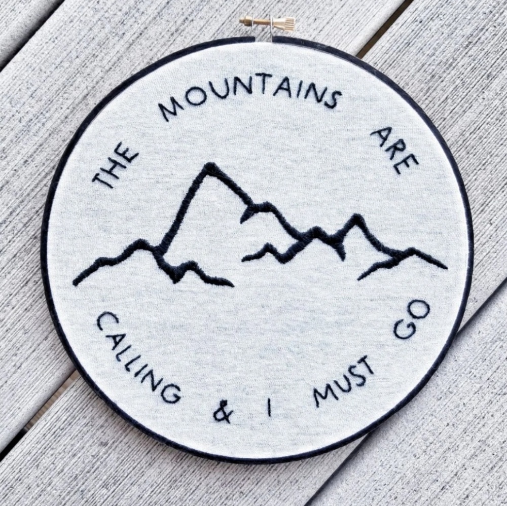 Handmade • Mountains Embroidery Hoop Art